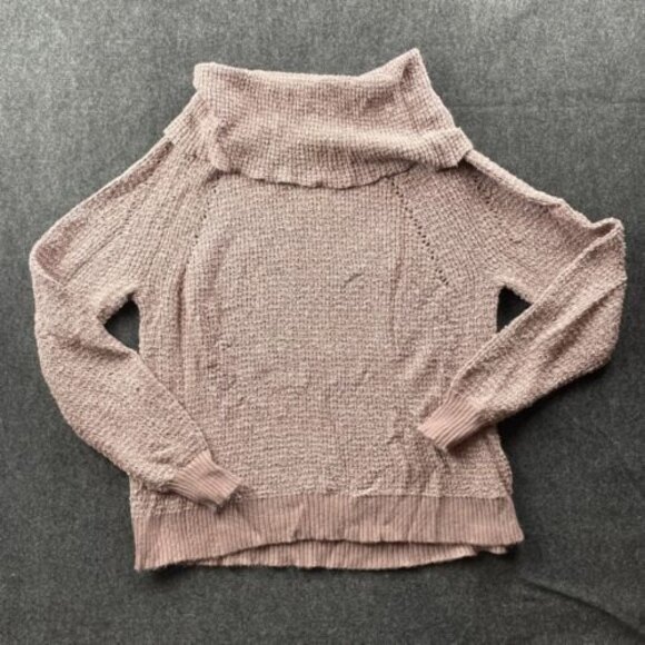 Free People Dylan Tweedy Oversized Knit Sweater Pullover Blush Cowl Neck X-Small - Picture 1 of 6